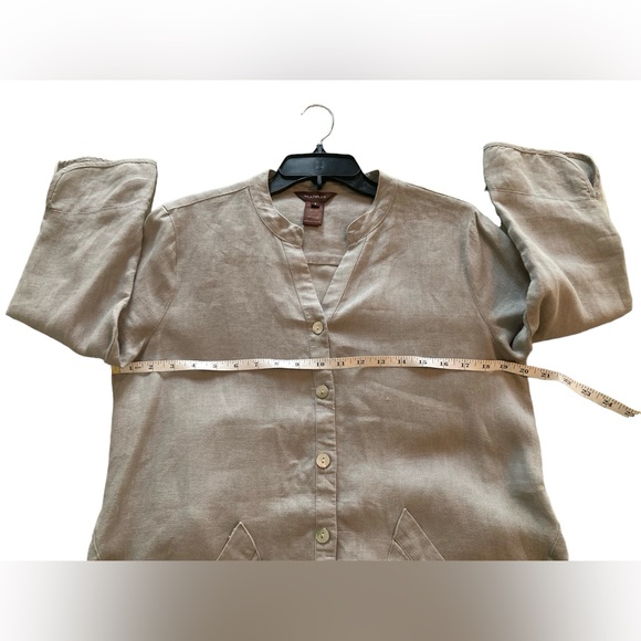 Multiples 100% Linen Long Sleeve Button Down Tunic Top. Size Small. - Picture 6 of 10